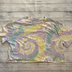 Grayson Threads Kids Tie Dye Crop Boxy Tee Purple Yellow Blue Size Medium 7/8